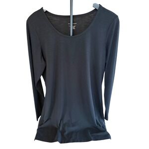 Christopher & Banks Womens Large Black Scoop Neck Long Sleeve Jersey Knit Top